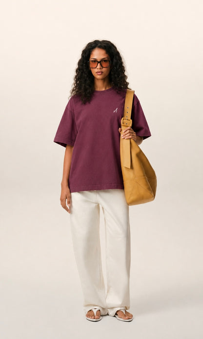 AWANI CLASSICS - BURGUNDY OVERSIZED T-SHIRT