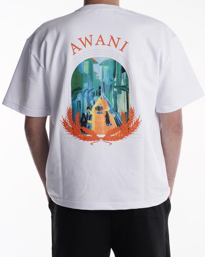 AWANI x M.Saryan Oversized White T-Shirt