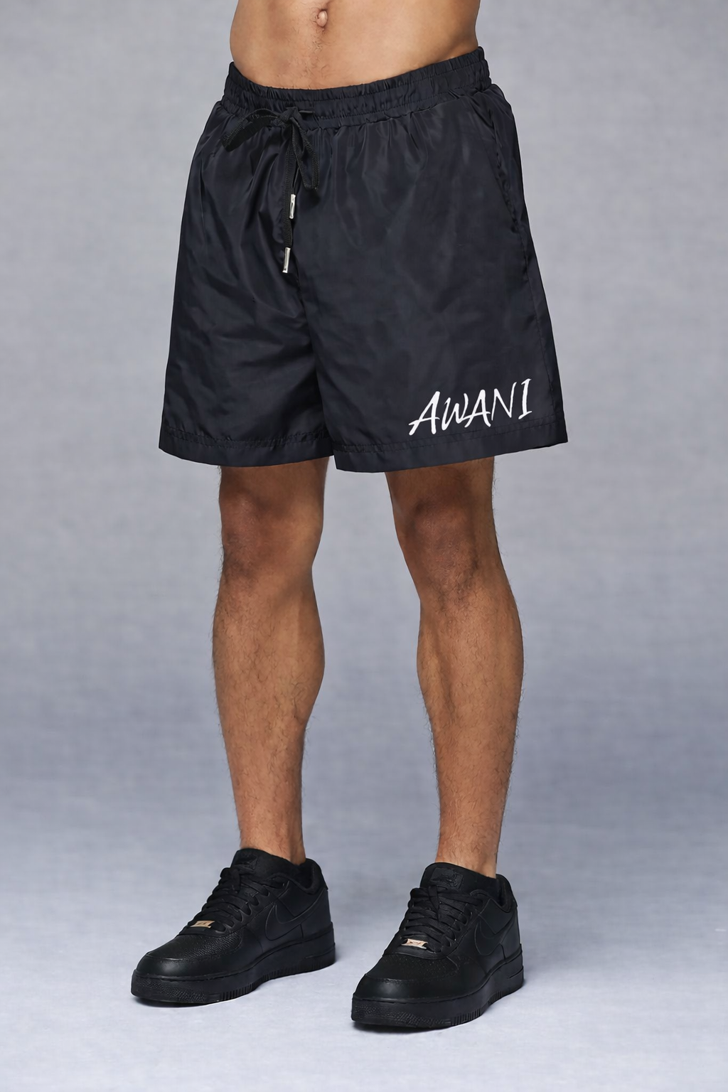 AWANI BLACK/WHITE LOGO SWIM SHORTS