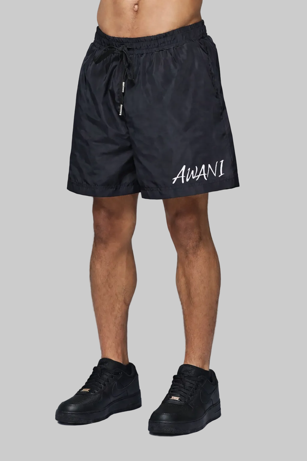 AWANI BLACK/WHITE LOGO SWIM SHORTS