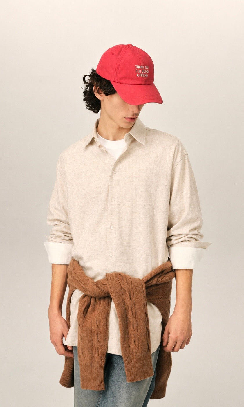 BEIGE OVERSIZED BOXY LINEN SHIRT