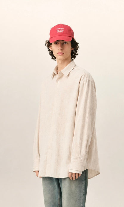 BEIGE OVERSIZED BOXY LINEN SHIRT