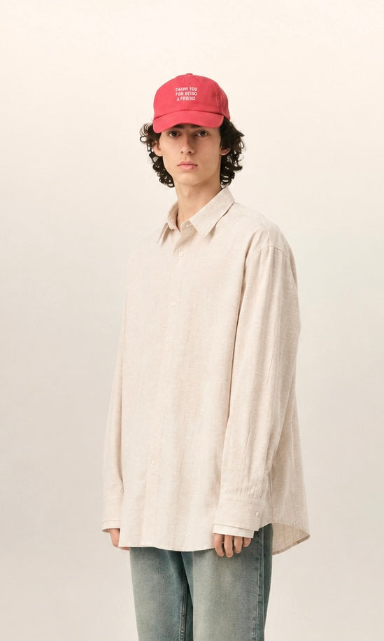 BEIGE OVERSIZED BOXY LINEN SHIRT