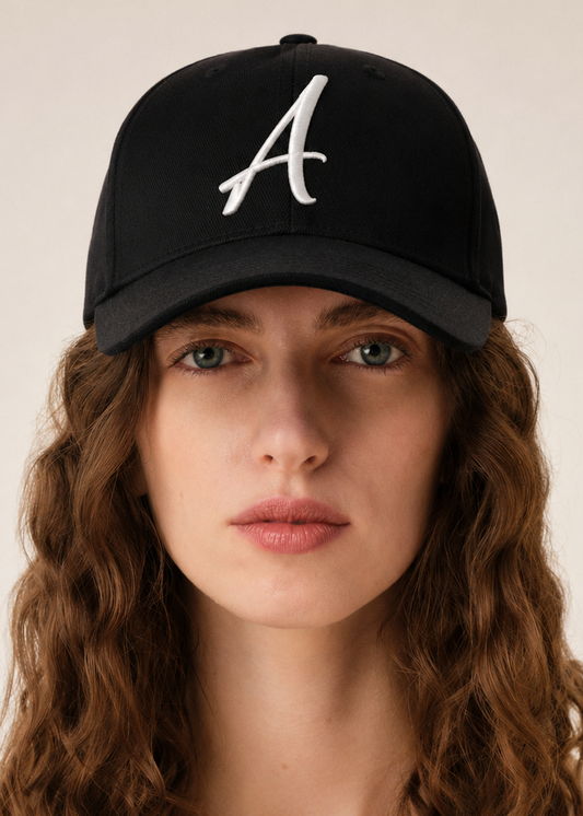AWANI, SIGNATURE BLACK/WHITE LOGO HIGH CROWN BASEBALL CAP