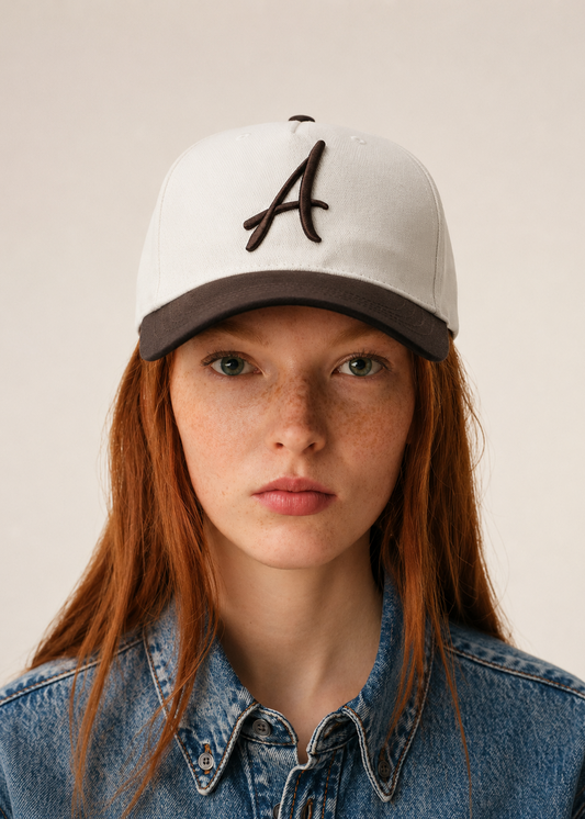 AWANI, SIGNATURE BEIGE/CHOCOLATE HIGH CROWN BASEBALL CAP