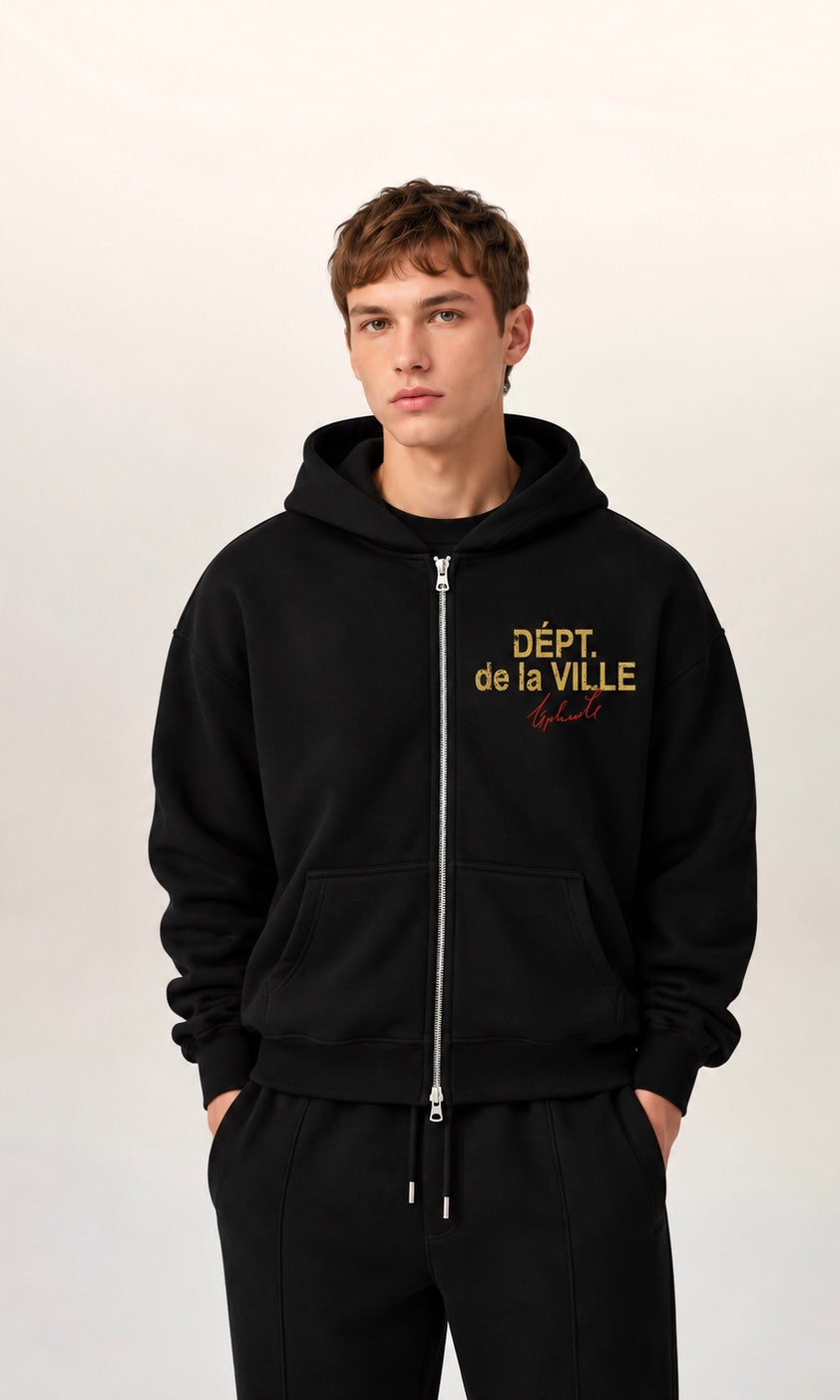 DÉPT. de la VILLE Black Oversized Zipped Jacket