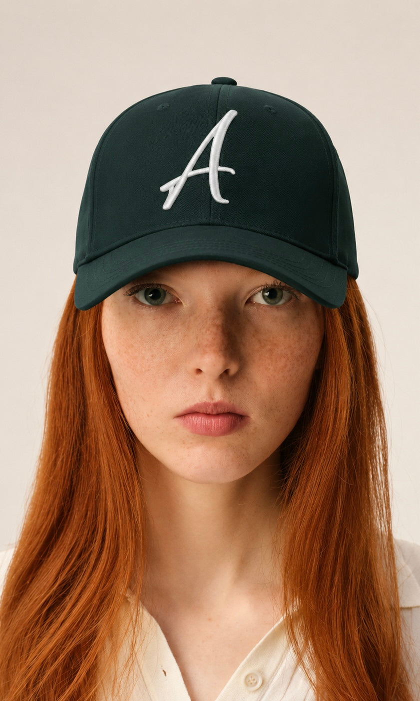 AWANI, SIGNATURE GREEN/WHITE LOGO HIGH CROWN BASEBALL CAP