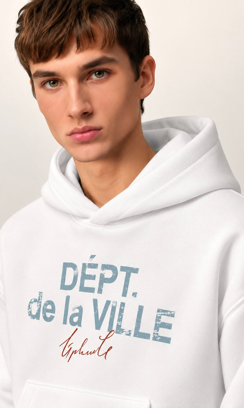 DÉPT. de la VILLE Snowy White Oversized Hoodie