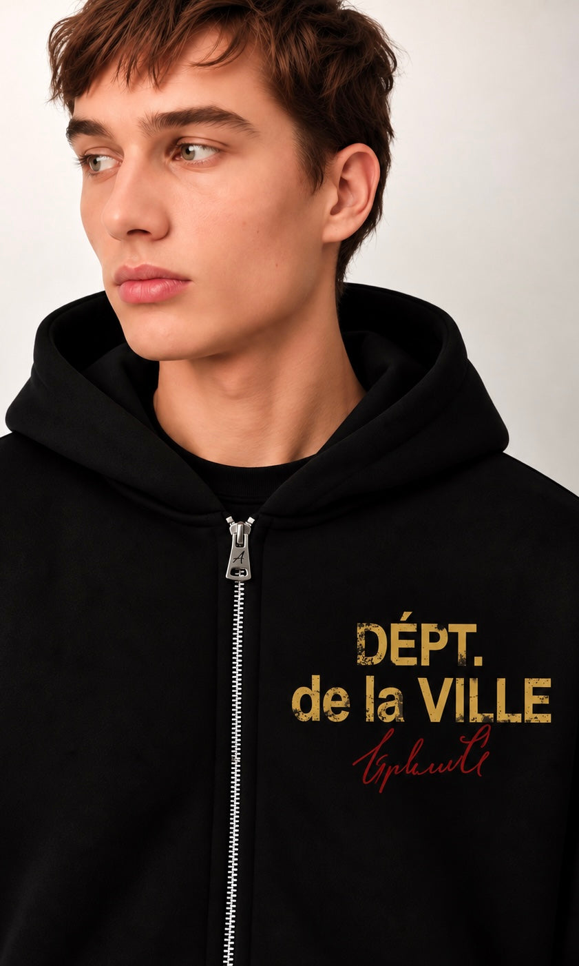 DÉPT. de la VILLE Black Oversized Zipped Jacket