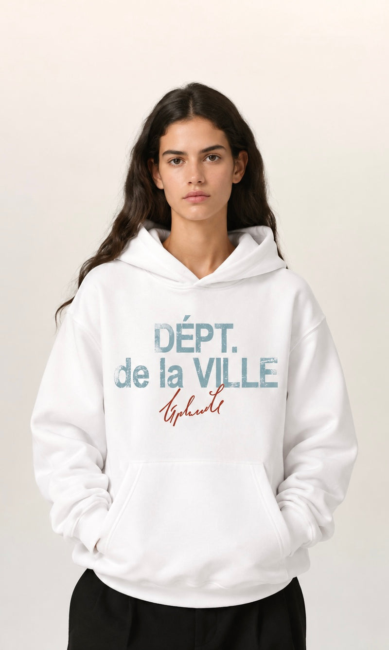 DÉPT. de la VILLE Snowy White Oversized Hoodie