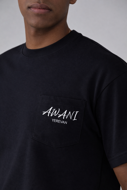 AWANI, YEREVAN BLACK OVERSIZED T-SHIRT