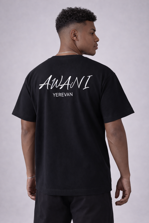 AWANI, YEREVAN BLACK OVERSIZED T-SHIRT