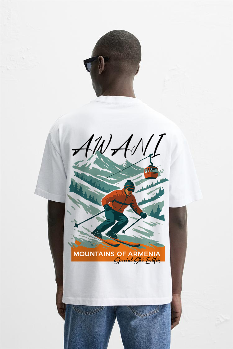 AWANI, "SPECIAL SKI EDITION" MILKY WHITE OVERSIZED T-SHIRT