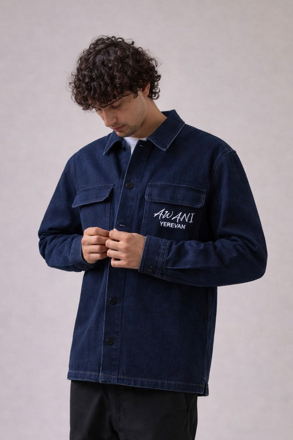AWANI, YEREVAN MIDNIGHT BLUE JEANS OVERSHIRT